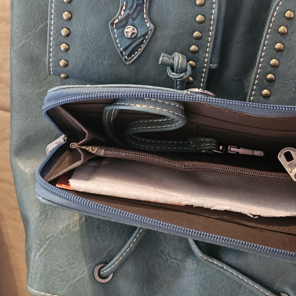 Montana West Studded Blue Backpack Purse & Wallet main image 6